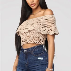 SOLD NWT Fashion Nova Off Shoulder Crochet Top